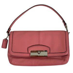 COACH Kristen Leather Large Flap Wristlet Barbie Pink Wallet Purse Bag NICE